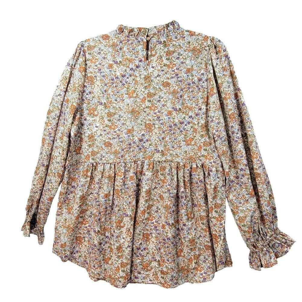 Hailey and Co Ditzy Floral Peasant Blouse Womens‎ M Fairy Ruffle Puff Sleeve New - Picture 2 of 14